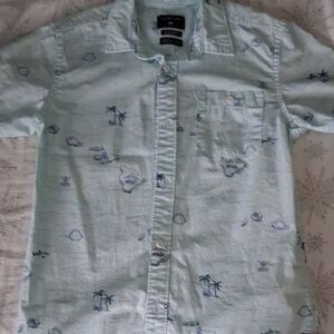 Quiksilver Light Blue Tropical Print Men's Shirt
